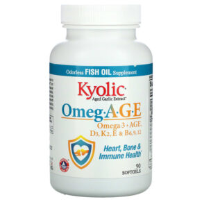 Kyolic Omeg.A.G.E Omega-3 + AGE D3 K2 E & B6 9 12 Heart Bone & Immune Health 90 viên 023542152495