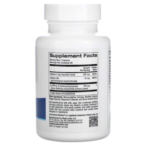 Lake Avenue Nutrition 5-HTP with Vitamin B6 & Vitamin C 60 Veggie Capsules 898220015566