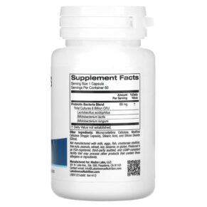 Lake Avenue Nutrition Acidophilus and Bifidus Probiotic Blend 8 Billion CFU 60 Veggie Capsules 898220014125