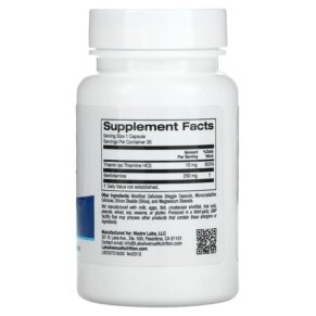 Lake Avenue Nutrition Benfotiamine with Thiamine 250 mg 30 Veggie Capsules 898220020102