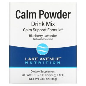 Lake Avenue Nutrition Calm Powder Drink Mix Blueberry Lavender 20 gói 0.19 oz (5.5 g) 898220020997
