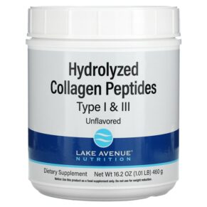 Lake Avenue Nutrition Hydrolyzed Collagen Peptides Type I & III 1.01 lb (460 g) 898220018581