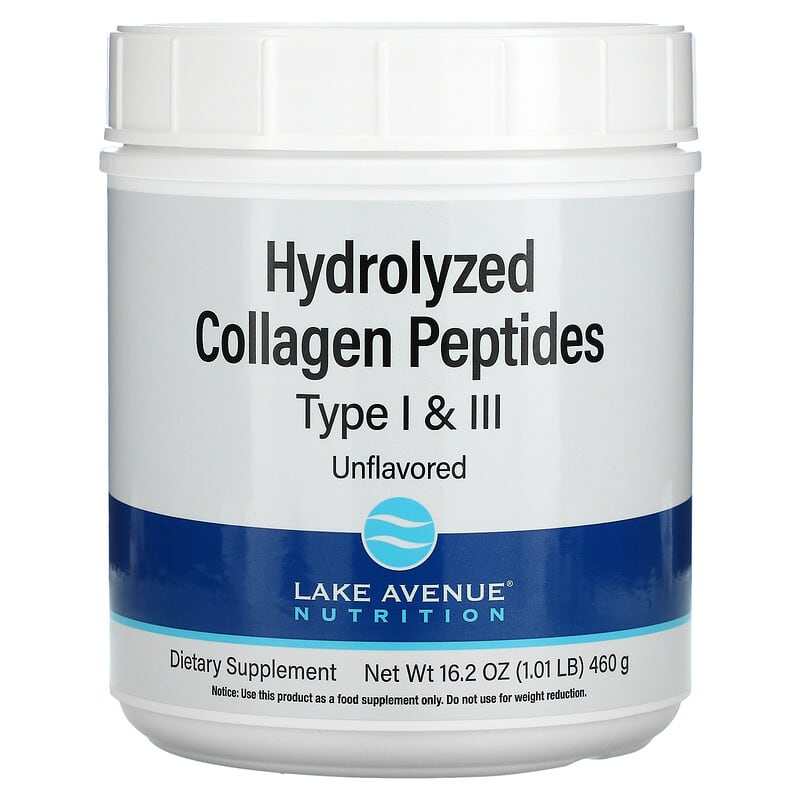 Lake Avenue Nutrition Hydrolyzed Collagen Peptides Type I & III 1.01 lb (460 g) 1 Lake Avenue Nutrition Hydrolyzed Collagen Peptides Type I & III 1.01 lb (460 g) 898220018581