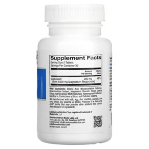 Lake Avenue Nutrition Magnesium Bisglycinate Chelate with TRAACS 100 mg 60 Tablets 898220016723