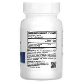 Lake Avenue Nutrition PQQ 20 mg 60 Veggie Capsules 898220014491