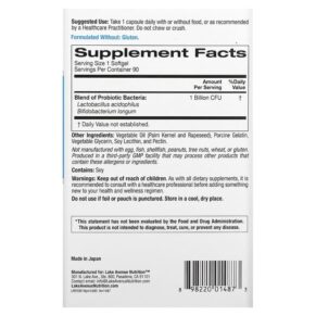 Lake Avenue Nutrition Probiotic Minis 2 Strain Blend 1 Billion CFU 90 Softgels 898220014873
