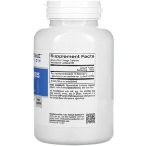 Lake Avenue Nutrition Saccharomyces Boulardii Probiotic Yeast 10 Billion CFU 180 Veggie Capsules 898220014217