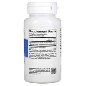 Lake Avenue Nutrition Saccharomyces Boulardii Probiotic Yeast 10 Billion CFU 60 Veggie Capsules 898220014200