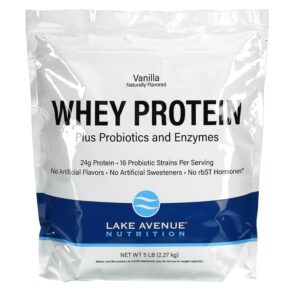 Lake Avenue Nutrition Whey Protein + Probiotics Vanilla Flavor 5 lb (2.27 kg) 898220014330