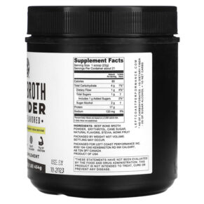 Left Coast Performance Bone Broth Powder Vanilla 1 lb (454 g) 019962813641