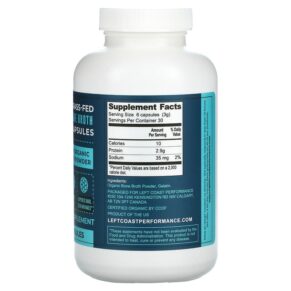 Left Coast Performance Organic Grass Fed Bone Broth 180 Capsules 752830334236
