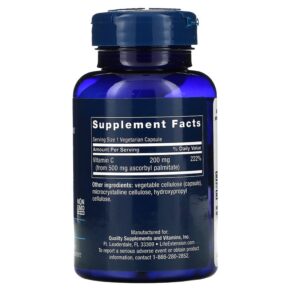 Life Extension Ascorbyl Palmitate 500 mg 100 Vegetarian Capsules 737870153313