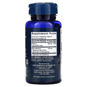 Life Extension Black Elderberry + Vitamin C 60 Vegetarian Capsules 737870241065