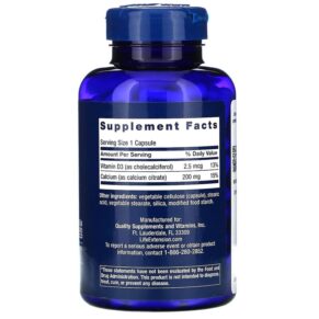 Life Extension Calcium Citrate with Vitamin D 200 Capsules 737870196327