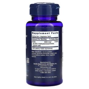 Life Extension High Potency Optimized Folate 8.500 mcg DFE 30 Vegetarian Tablets 737870191339