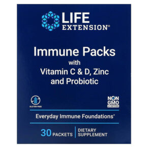 Life Extension Immune Packs + Vitamin C & D Zinc & Probiotic 30 gói 737870242536