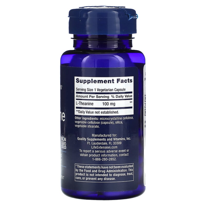 Life Extension L-Theanine 100 mg 60 Vegetarian Capsules 8 Thành phần vi chất Life Extension L-Theanine 100 mg 60 viên 737870168362