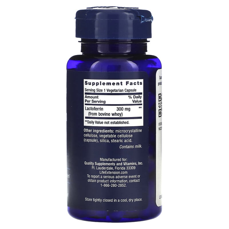 Life Extension Lactoferrin Caps 60 Vegetarian Capsules 8 Thành phần vi chất Life Extension Lactoferrin 60 viên 737870168164