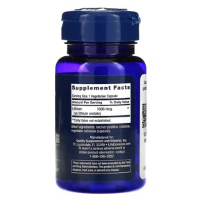 Life Extension Lithium 1.000 mcg 100 Vegetarian Capsules 737870240310