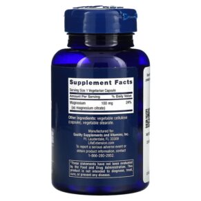 Life Extension Magnesium (Citrate) 100 mg 100 Vegetarian Capsules 737870168218