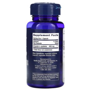 Life Extension N-Acetyl-L-Cysteine 600 mg 60 Capsules 737870154365