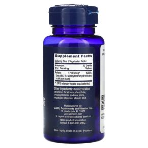 Life Extension Optimized Folate 1.700 mcg DFE 100 Vegetarian Tablets 737870193913