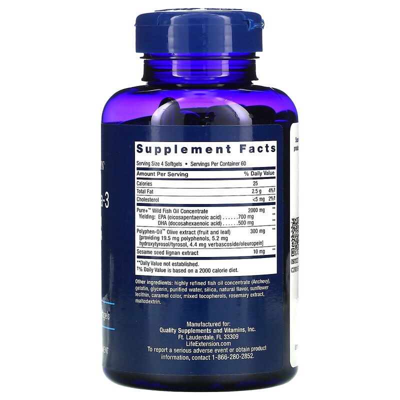 Life Extension Super Omega-3 240 Softgels 8 Thành phần vi chất Life Extension Super Omega-3 240 viên 737870198628