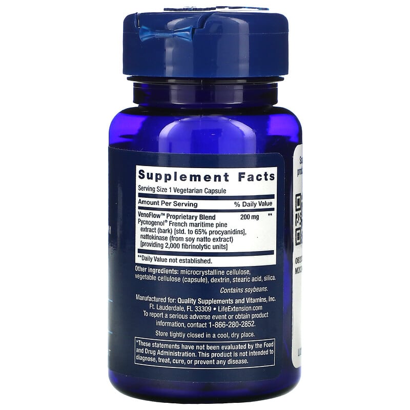 Life Extension VenoFlow 30 Vegetarian Capsules 8 Thành phần vi chất Life Extension VenoFlow 30 viên 737870210238