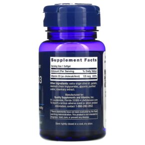Life Extension Vitamin D3 125 mcg (5.000 IU) 60 Softgels 737870171362
