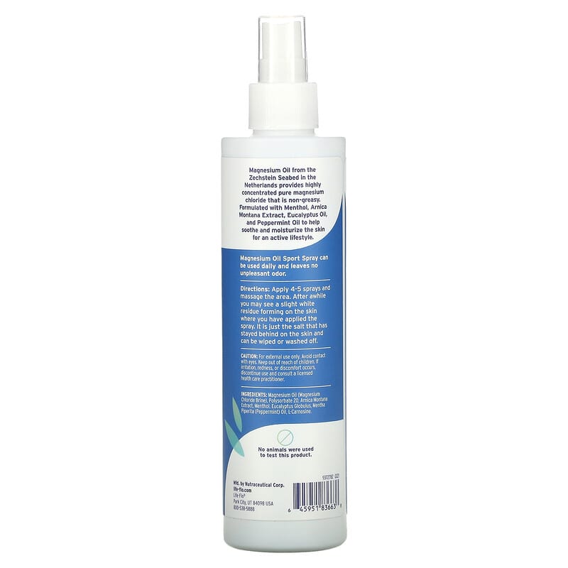Life-flo Magnesium Oil Sport Spray 8 fl oz (237 ml) 8 Thành phần vi chất Life-flo Magnesium Oil Sport Spray 8 fl oz (237 ml) 645951836638