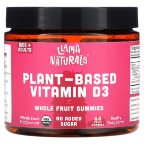 Llama Naturals Plant-Based Vitamin D3 Whole Fruit Really Raspberry 60 Fruit viên 860001569070
