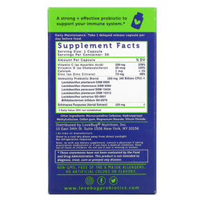 LoveBug Probiotics Immune Support Probiotic Daily Probiotic 40 Billion CFU 30 Count 850002716276