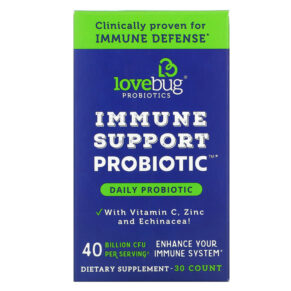 LoveBug Probiotics Immune Support Probiotic Daily Probiotic 40 Billion CFU 30 Count 850002716276