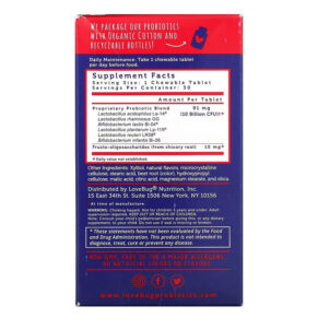 LoveBug Probiotics Kids Probiotics Delicious Berry 10 Billion CFU 30 Chewable Tablets 850002716245