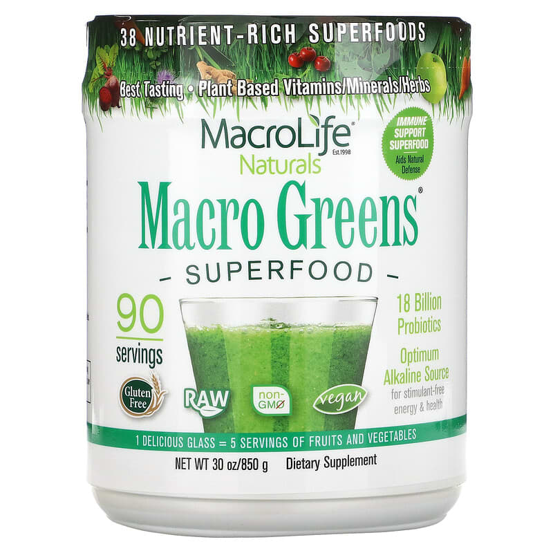 Macrolife Naturals Macro Greens Superfood 30 oz (850 g) 1 Macrolife Naturals Macro Greens Superfood 30 oz (850 g) 054139908010