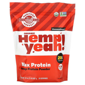 Manitoba Harvest Organic Hemp Yeah! Max Protein Hemp Protein Powder Unsweetened 32 oz (907 g) 697658691034