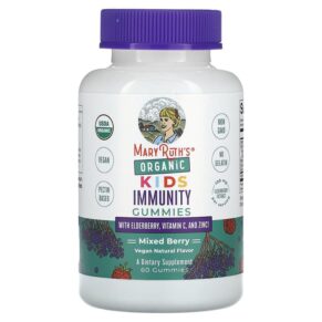 MaryRuth Organics Organic Kids Immunity + Elderberry Vitamin C & Zinc Mixed Berry 60 viên 810104620253