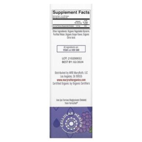 MaryRuth Organics Toddler Iron Organic Liquid Drops 1-3 Years Grape 2 fl oz (60 ml) 850036700562