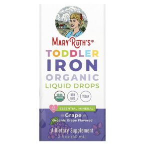 MaryRuth Organics Toddler Iron Organic Liquid Drops 1-3 Years Grape 2 fl oz (60 ml) 850036700562