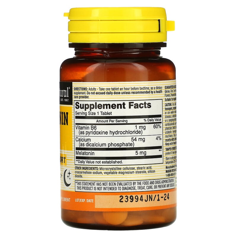 Mason Natural Melatonin 5 mg 60 Tablets 8 Thành phần vi chất Mason Natural Melatonin 5 mg 60 viên 311845111456
