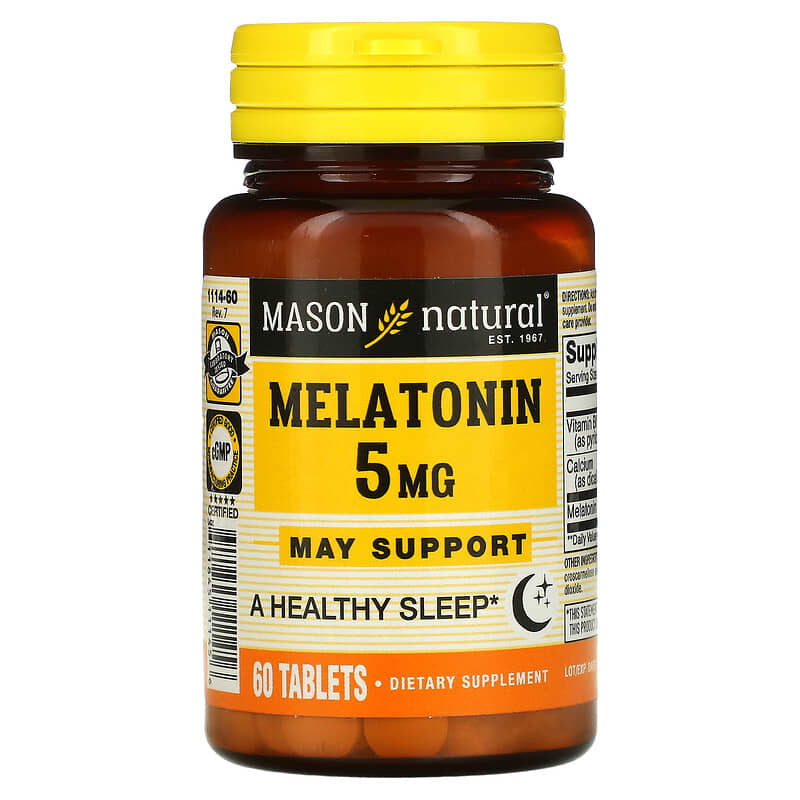 Mason Natural Melatonin 5 mg 60 Tablets 1 Mason Natural Melatonin 5 mg 60 viên 311845111456