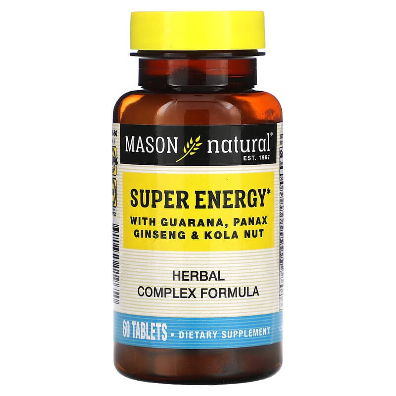 Mason Natural Super Energy with Guarana Panax Ginseng & Kola Nut 60 Tablets 1 Mason Natural Super Energy + Guarana Panax Ginseng & Kola Nut 60 viên 311845119650
