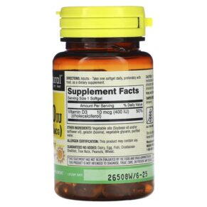 Mason Natural Vitamin D3 10 mcg (400 IU) 100 Softgels 311845118318