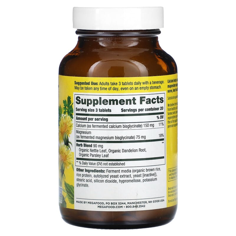 MegaFood Calcium & Magnesium 60 Tablets 8 Thành phần vi chất MegaFood Calcium & Magnesium 60 viên 051494102312
