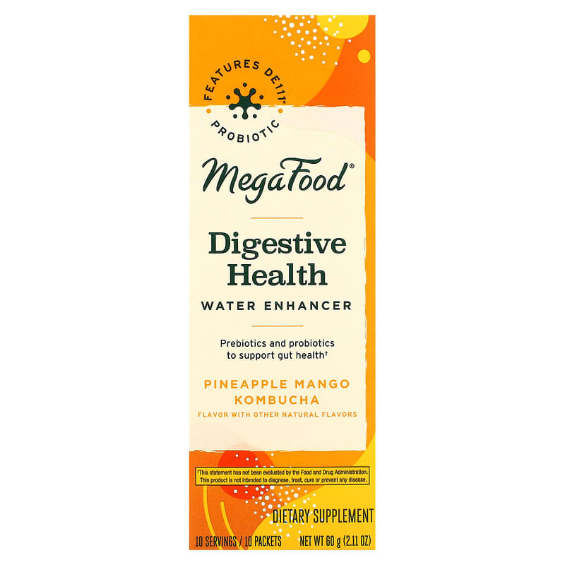 MegaFood Digestive Health Water Enhancer Pineapple Mango Kombucha 10 gói 0.21 oz (6 g) 051494104781