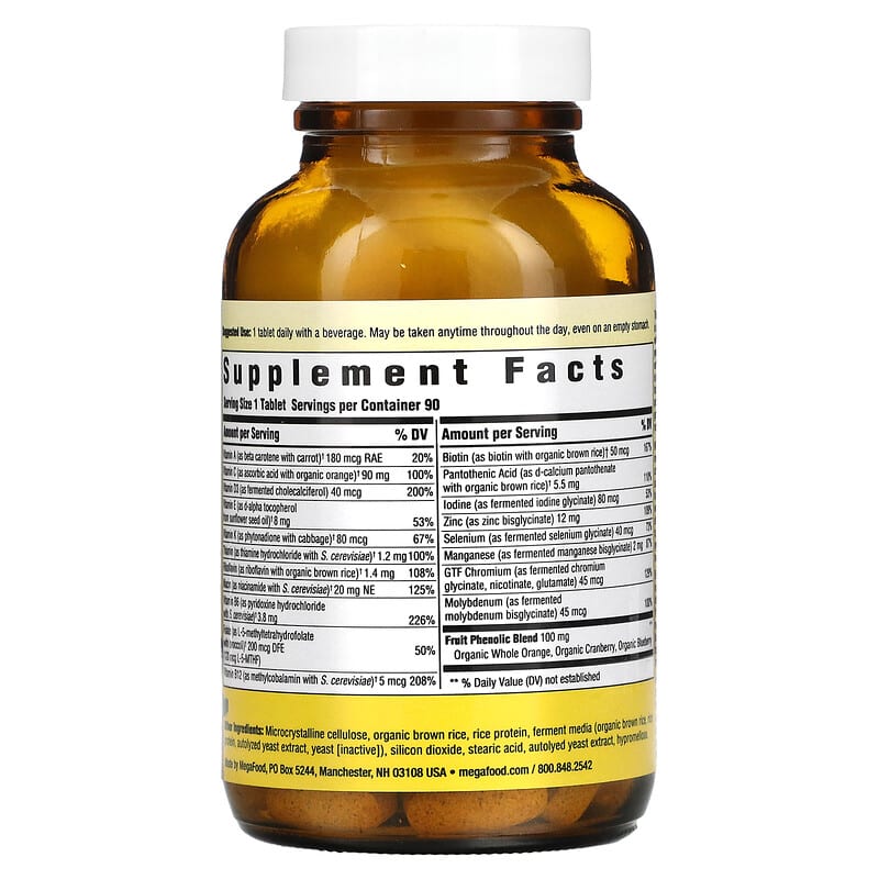 MegaFood Men Over 55 One Daily 90 Tablets 8 Thành phần vi chất MegaFood Men Over 55 One Daily 90 viên 051494103562