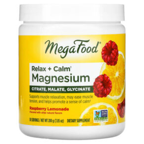 MegaFood Relax + Calm Magnesium Raspberry Lemonade 7.05 oz (200 g) 051494601716