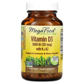 MegaFood Vitamin D3 + K & K2 5.000 IU (125 mcg) 120 viên 051494104415