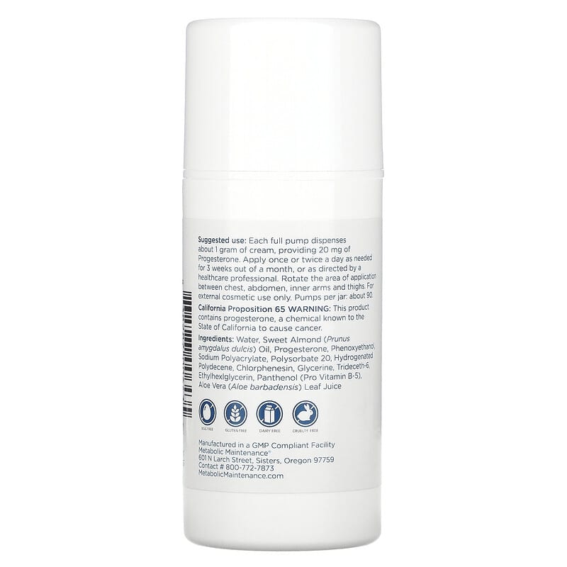 Metabolic Maintenance Progeste Cream 3.5 fl oz (100 ml) 8 Thành phần vi chất Metabolic Maintenance Progeste Cream 3.5 fl oz (100 ml) 838287006435