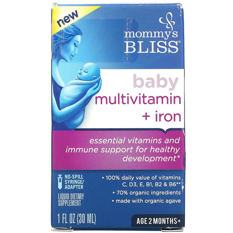 Mommy's Bliss Baby Multivitamin + Iron Ages 2 Months Grape 1 fl oz (30 ml) 1 Mommy's Bliss Baby Multivitamin + Iron Ages 2 Months Grape 1 fl oz (30 ml) 679234056147